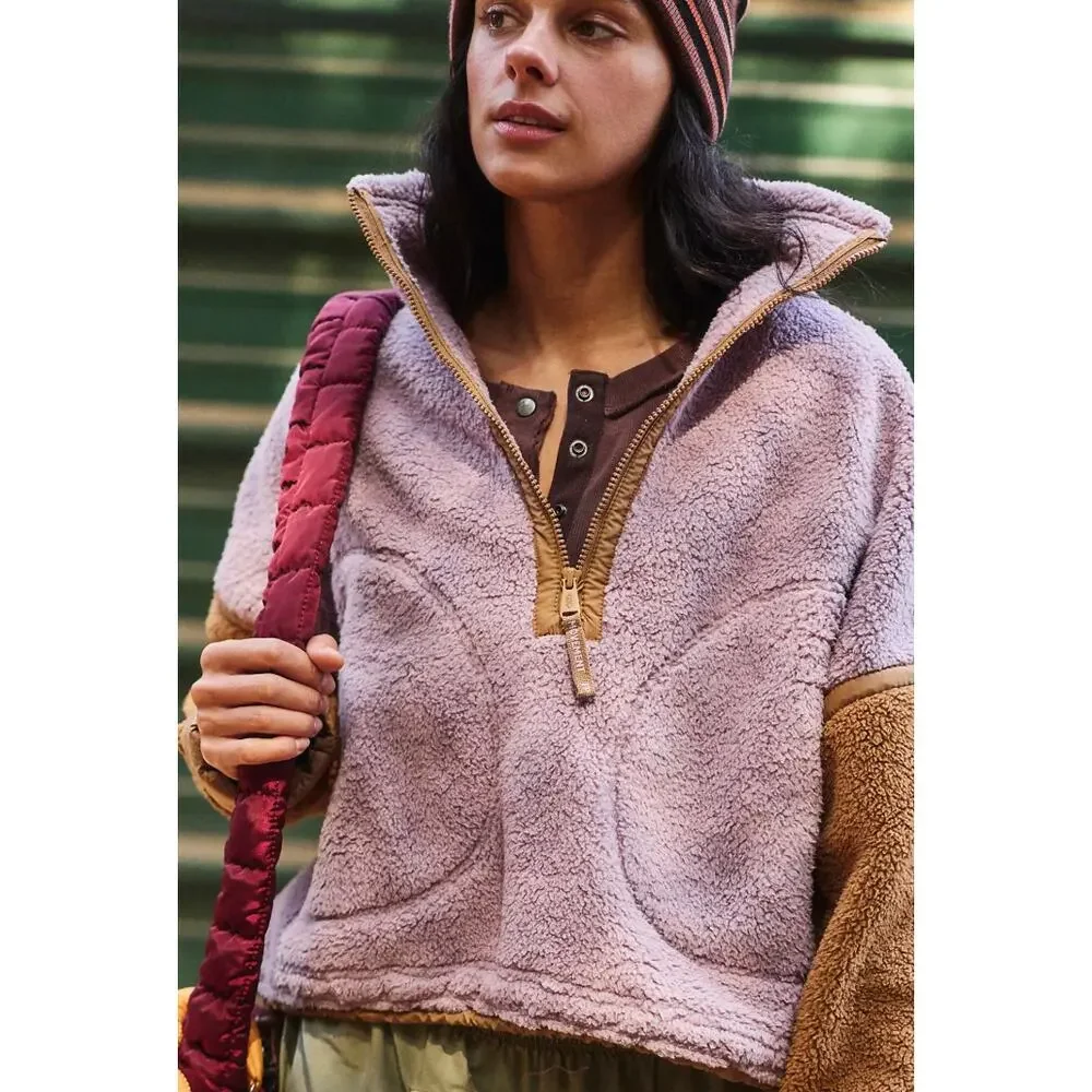 FREE PEOPLE Mountain High Logo Half Zip Fleece XS NWT